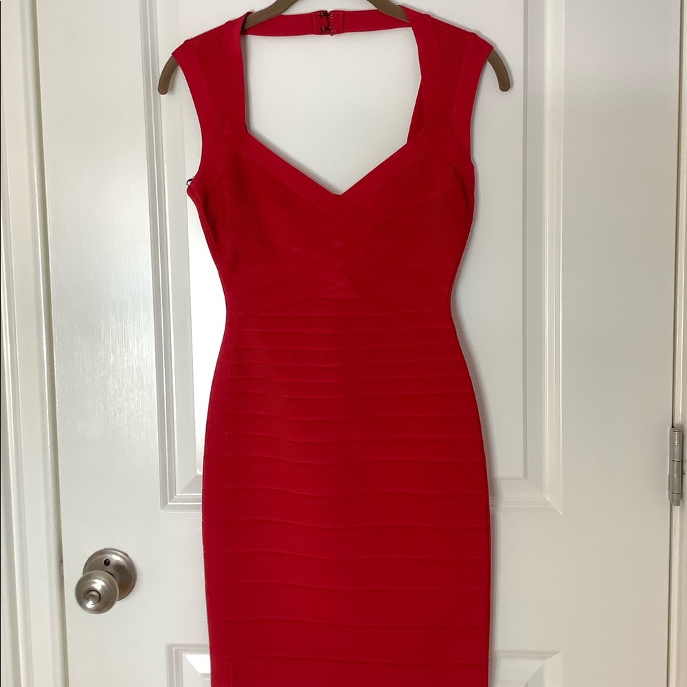 NWOT red Herve Leger bandage dress size Small